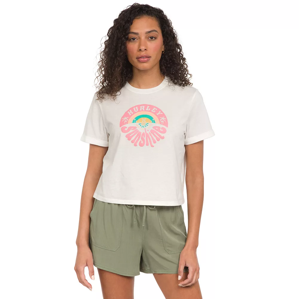 Juniors' Hurley Whirl Sunshine Roll Cuff Crop Tee 3 Juniors' Hurley Whirl Sunshine Roll Cuff Crop Tee