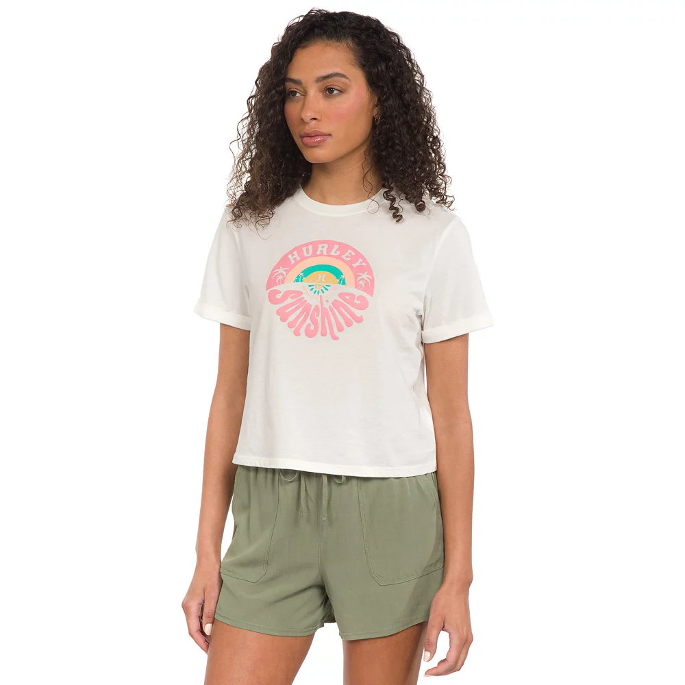 Juniors' Hurley Whirl Sunshine Roll Cuff Crop Tee 5 Juniors' Hurley Whirl Sunshine Roll Cuff Crop Tee - Image 3