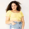 Juniors' Plus Size SO® Cinched Front Puff Sleeve Top -Teens shop 5494752 Luminous Yellow