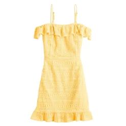 Juniors' Live To Be Spoiled Ruffled Crochet Off-The-Shoulder Skater Dress -Teens shop 5502773 ALT5