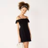 Juniors' Live To Be Spoiled Ruffled Crochet Off-The-Shoulder Skater Dress -Teens shop 5502773 Black