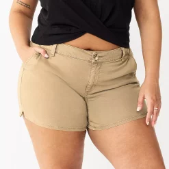 Juniors' Plus Size SO® Solid Chino Midi Shorts 7 Juniors' Plus Size SO® Solid Chino Midi Shorts -Teens shop 5509089 Warren Khaki