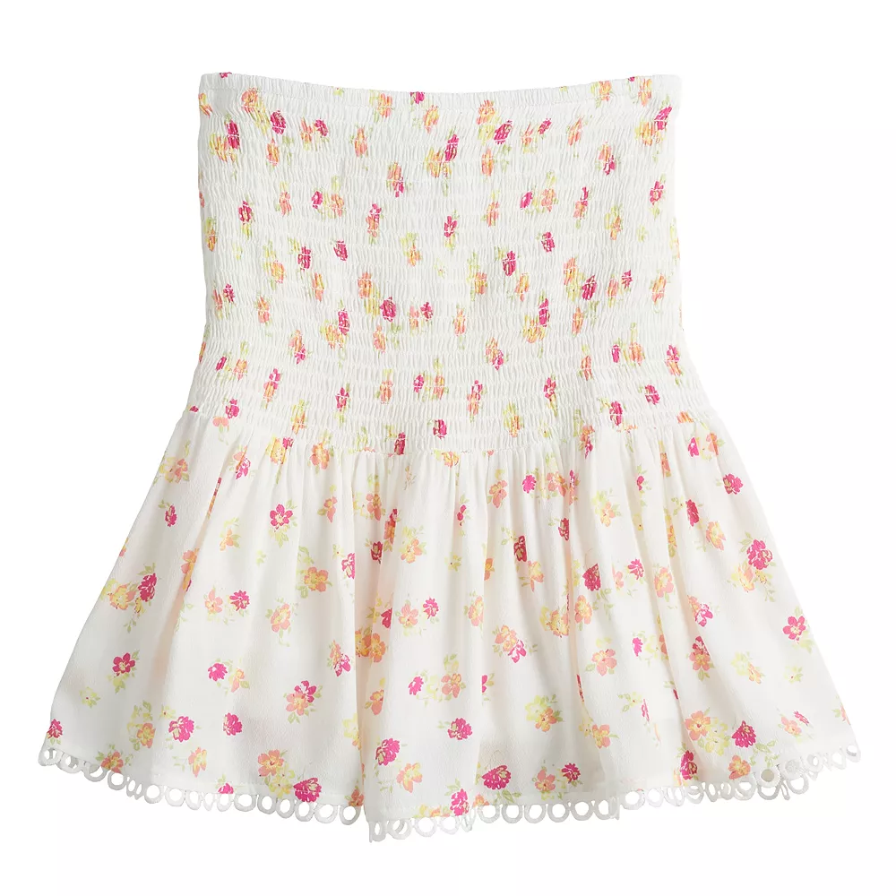 Juniors' SO® Smocked Lace Trim Mini Skirt 4 Juniors' SO® Smocked Lace Trim Mini Skirt - Image 2