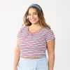 Juniors' Plus Size SO® Lace-Up Tee -Teens shop 5510588 Red Blue Multi Stripe