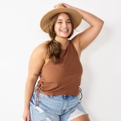 Juniors' Plus Size SO® Side Keyhole Racerback Tank Top -Teens shop 5511729 Aden Brown