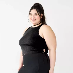 Juniors' Plus Size SO® Side Keyhole Racerback Tank Top -Teens shop 5511729 Black Luxe