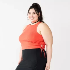 Juniors' Plus Size SO® Side Keyhole Racerback Tank Top -Teens shop 5511729 Gushing Lava