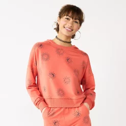 Juniors' SO® Relaxed Printed Terry Hoodie -Teens shop 5512133 Red Sun