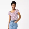 Juniors' SO® Lace-Up Tee -Teens shop 5512512 Red Blue Multi Stripe