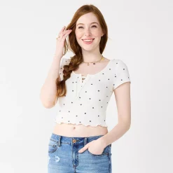 Juniors' SO® Lace-Up Tee -Teens shop 5512512 White Navy Star