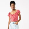 Juniors' SO® Puff Sleeve Top -Teens shop 5512513 Red Floral