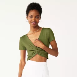 Juniors' SO® Short Sleeve Twist Tee -Teens shop 5512994 Lawley Olive