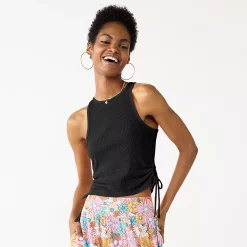 Juniors' SO® Side Keyhole Racerback Tank Top -Teens shop 5513613 Black Luxe