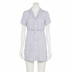 Juniors' SO® Collared Button Front Shirtdress -Teens shop 5517245 Purple Navy Plaid