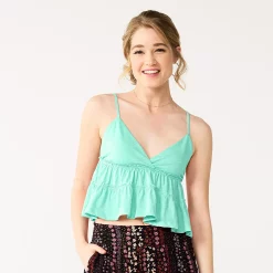 Juniors' SO® Cropped Tiered Cami