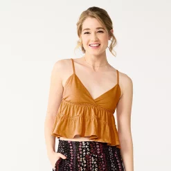 Juniors' SO® Cropped Tiered Cami -Teens shop 5518327 Brassy Gold