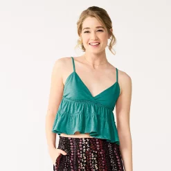 Juniors' SO® Cropped Tiered Cami -Teens shop 5518327 Dynasty Aqua