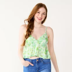 Juniors' SO® Cropped Tiered Cami -Teens shop 5518327 Green Floral