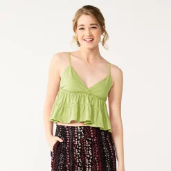 Juniors' SO® Cropped Tiered Cami -Teens shop 5518327 Resurgent Green