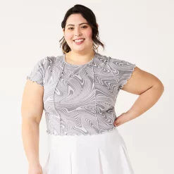 Juniors' SO® Short Sleeve Seamed Tee -Teens shop 5519543 Gray Marble