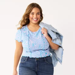 Juniors' SO® Short Sleeve Seamed Tee -Teens shop 5519543 Lilac Marble