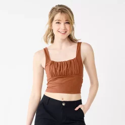 Juniors' SO® Ruched Front Tank Top -Teens shop 5520484 Cinnamon Brown