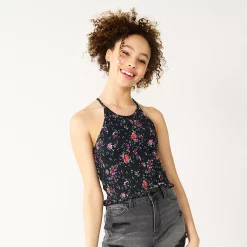 Juniors' SO® Smocked High Neck Tank Top