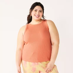 Juniors' Plus Size SO® High Neck Ribbed Tank Top -Teens shop 5524345 Casual Coral