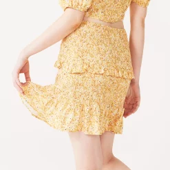 Juniors' Live To Be Spoiled Allover Smocked Skirt -Teens shop 5525658 ALT