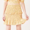 Juniors' Live To Be Spoiled Allover Smocked Skirt -Teens shop 5525658 Mustard Floral