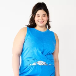 Juniors' Plus Size SO® Solid Cropped Twist-Front Tank -Teens shop 5526785 Duchess Blue