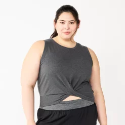 Juniors' Plus Size SO® Solid Cropped Twist-Front Tank -Teens shop 5526785 Gray Texture