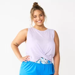 Juniors' Plus Size SO® Solid Cropped Twist-Front Tank -Teens shop 5526785 Monica Purple