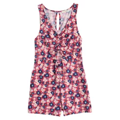 Juniors' Live To Be Spoiled Cinched Front Cutout Detail Ribbed Romper -Teens shop 5534447 ALT5