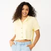 Juniors' SO® Cropped Button-Front Shirt -Teens shop 5536484 Soft Yellow