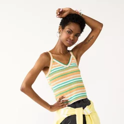 Juniors' SO® Cropped Wide Strap Cami 15 Juniors' SO® Cropped Wide Strap Cami -Teens shop 5540093 Brown Green Stripe