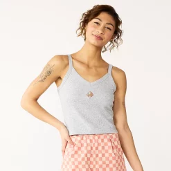 Juniors' SO® Cropped Wide Strap Cami 18 Juniors' SO® Cropped Wide Strap Cami -Teens shop 5540093 Gray Graphic