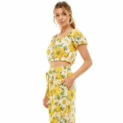 Juniors' Lily Rose Short Sleeve Button Front Top -Teens shop 5542637 ALT2