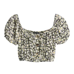 Juniors' Lily Rose Short Sleeve Button Front Top -Teens shop 5542637 ALT5