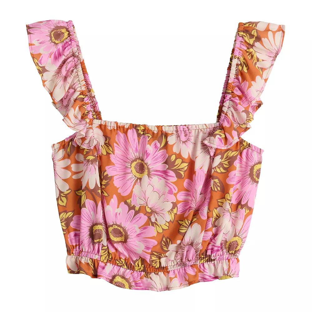 Juniors' Lily Rose Flutter Shoulder Smocked Bottom Tank Top 6 Juniors' Lily Rose Flutter Shoulder Smocked Bottom Tank Top - Image 4