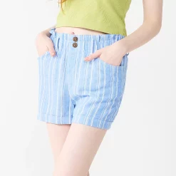 Juniors' SO® Striped Button-Front Paperbag Shorts 8 Juniors' SO® Striped Button-Front Paperbag Shorts -Teens shop 5542957 Blue White