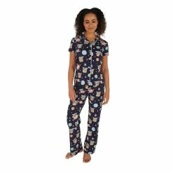 Women's Nite Nite by Munki Munki Grogu Short Sleeve Pajama Shirt & Pajama Pants Set