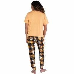 Women's Nite Nite by Munki Munki Snoopy Halloween Short Sleeve Pajama Top & Banded Bottom Pajama Pants Sleep Set -Teens shop 5547264 ALT