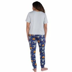 Women's Nite Nite by Munki Munki Scary Grogu Short Sleeve Pajama Top & Banded Bottom Pajama Pants Sleep Set -Teens shop 5547266 ALT
