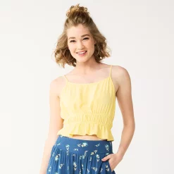 Juniors' SO® Cropped Cinch Waist Tank Top -Teens shop 5548331 Luminous Yellow