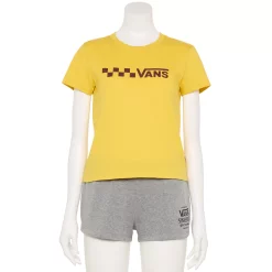 Juniors' Vans Yellow "Vans" Logo Graphic Tee