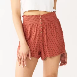 Juniors' SO® Print Button-Front Shorts -Teens shop 5554101 Rose Medallion