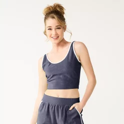 Juniors' SO® Cropped Towel Terry Scoop Neck Tank -Teens shop 5554318 Blueberry Skin