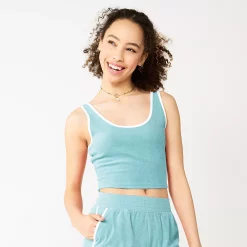 Juniors' SO® Cropped Towel Terry Scoop Neck Tank -Teens shop 5554318 Frost Wind