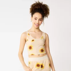 Juniors' SO® Cropped Towel Terry Scoop Neck Tank -Teens shop 5554318 Oat Heather Sunflower